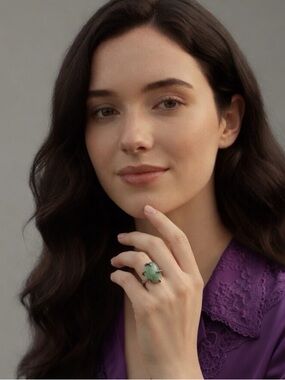 Natural Aventurine 925 Sterling Silver Ring Adjustable Handmade